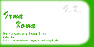 irma koma business card